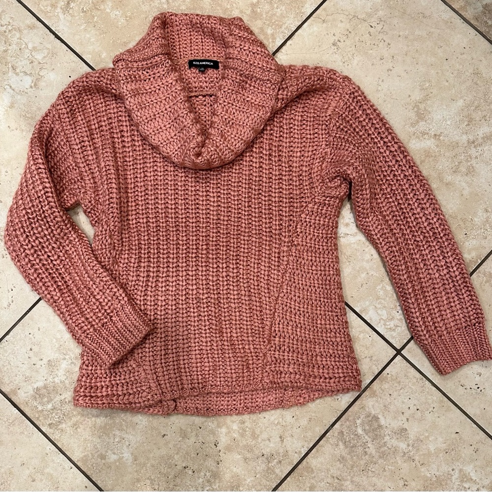 525 America Rose Pink Cowl Neck Sweater